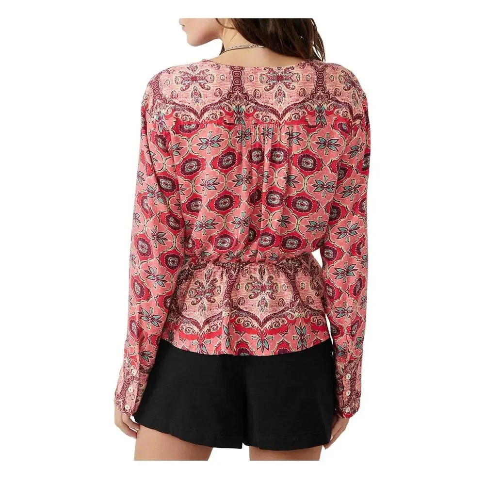 Free People Small Falling for You Floral Print Peplum Top Excellent Condition